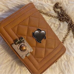 Camel Quilted Leather Mini Bag